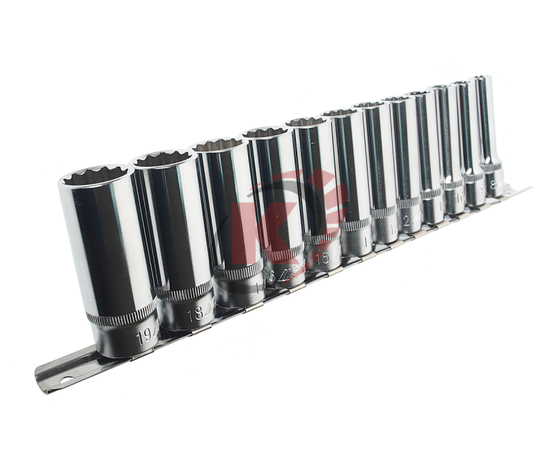 Набор головок торцевых 12гр. 3/8" 8-19мм глубоких 12пр. на линейке (JTC-T312M)