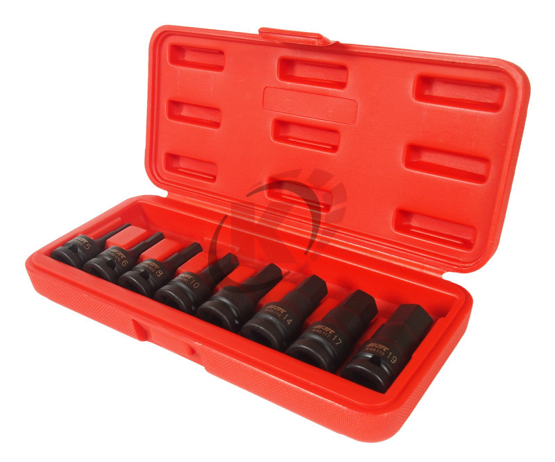 Набор головок ударных HEX 1/2" H5-19мм L=60мм в кейсе 8 предметов (JTC-J408H)