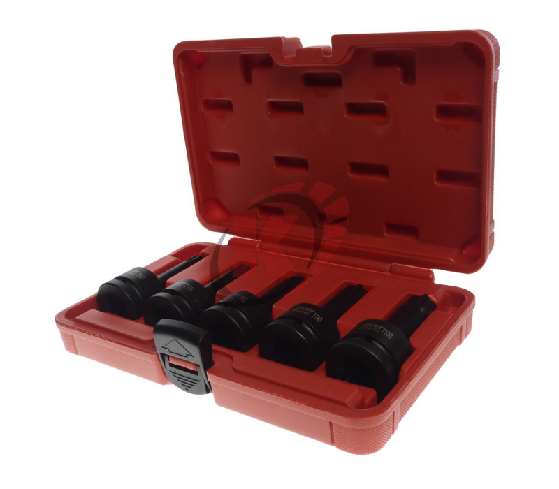 Набор ударных головок TORX 3/4" T60, T70, T80, T90, T100 длина 100мм в кейсе 5 предметов (JTC-J605T)