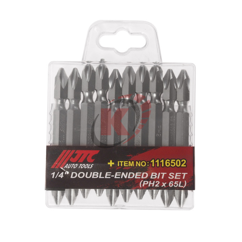 Набор бит 1/4" PH2 двусторонних удлиненных 10 предметов в боксе (JTC-1116502)