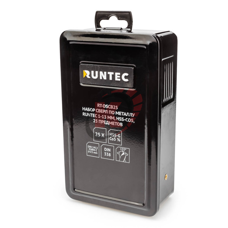 Набор сверл ц/хв 25шт. 1-13 мм Р6М5К5 (RT-DSCB25) Runtec