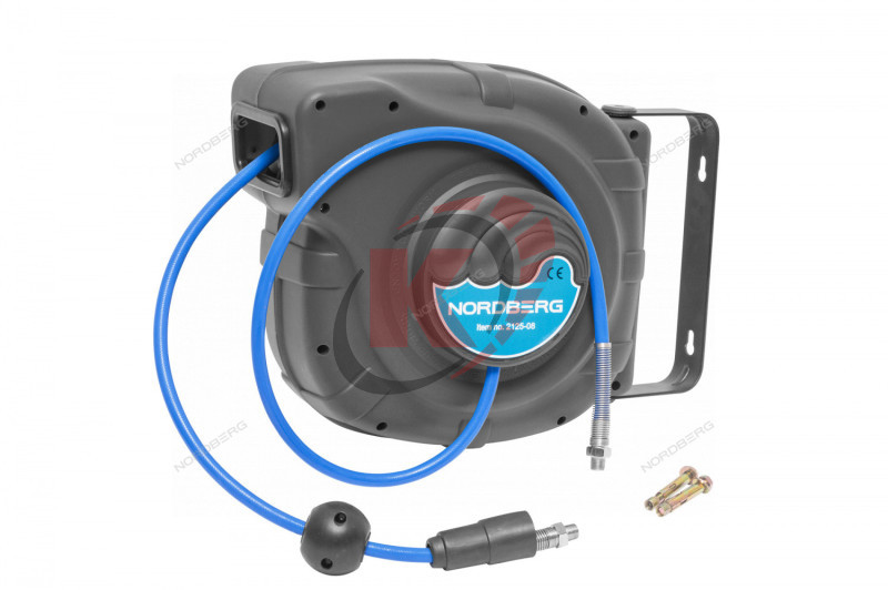 Катушка пневмошланга 25м 8х12мм 15 bar, M1/4"-M1/4" (2125-08G) серый Nordberg