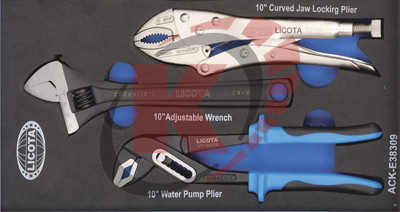 Набор ручные тиски, переставные клещи, разводной ключ (ACK-E38309) ложемент Licota