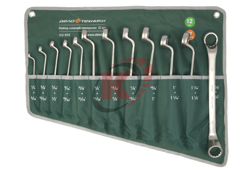 Набор ключей накидных дюймовых, 12 шт. планшет тетрон. (512892) ДТ