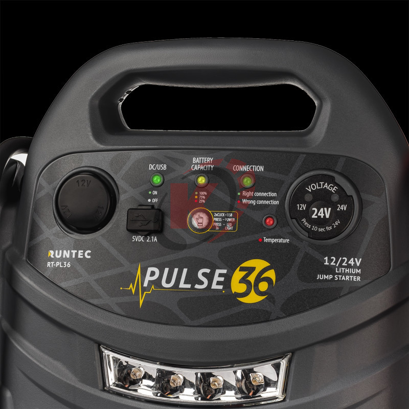 Устройство пусковое Pulse 36 (36000мАч) 12/24В, 2400/1200A (RT-PL36) Runtec
