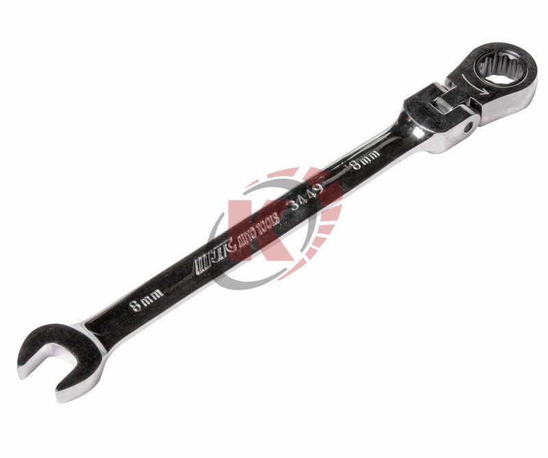 Ключ гаечный комбинир. 8х8 трещоточный шарнирный (JTC-3449)