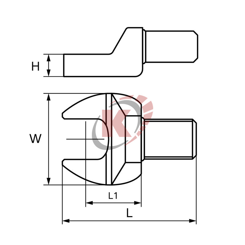 Насадка рожок 22мм (505570-22-9) разъем 9х12мм для динамометрич. ключа Garwin