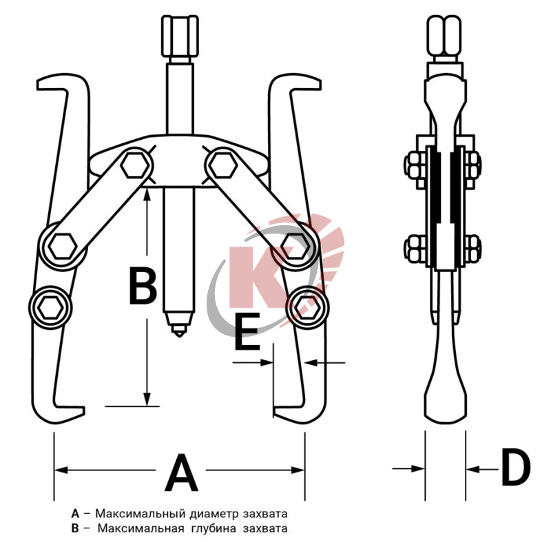 Съемник подшипников 2-х лапый 80мм (GPL-FX03) Garwin
