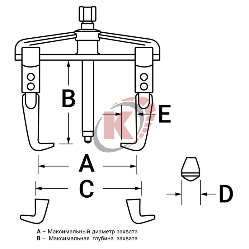Съемник подшипников 2-х лапый американского типа 130х100мм (ATB-1025B) Licota