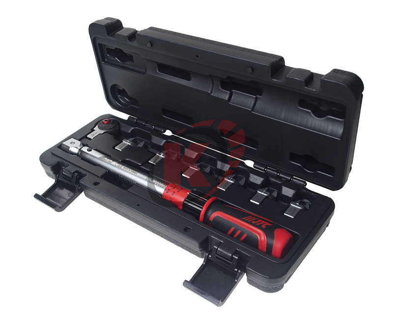 Ключ динамометрический 9х12 усилие затяжки 10-60Nm, с набором рожковых насадок 8 пр. 7-13мм (JTC-683