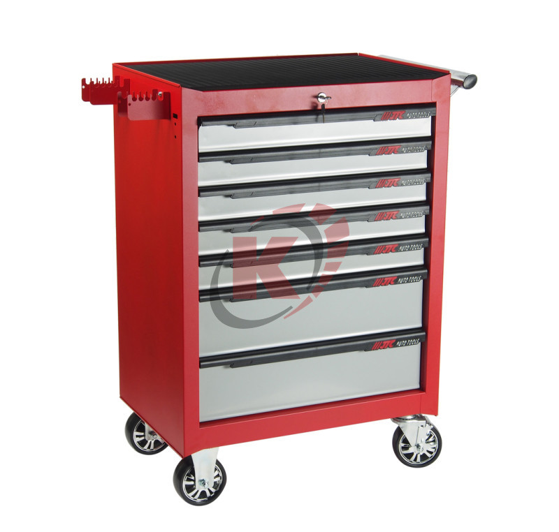 Тележка инструментальная 7 секций красная на колесах (JTC-3931C)