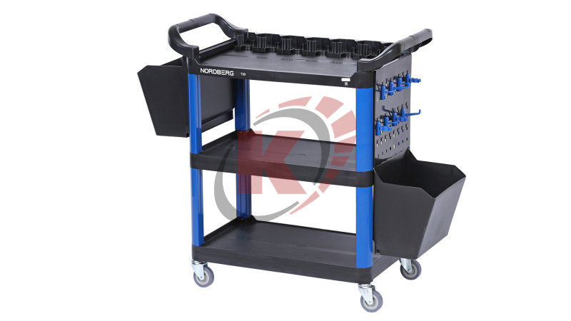 Тележка с тремя пластиковыми полками (T3B) синяя Nordberg