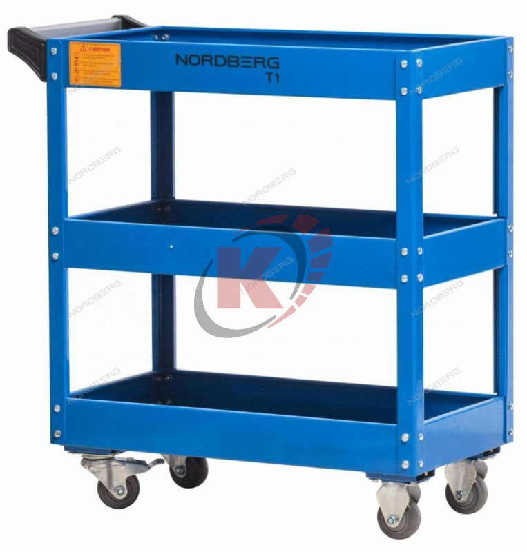 Тележка с тремя открытыми полками синяя (T1(B)) Nordberg