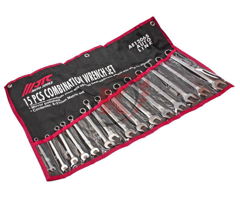 Набор ключей комбинированных 6-21мм в планшете 15 предметов (JTC-AE1206S)