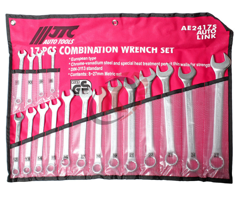 Набор ключей комбинированных 8-27мм в планшете 17 предметов (JTC-AE2417S)