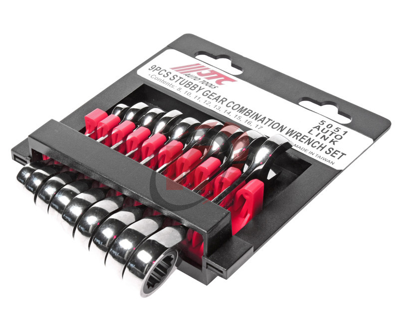 Набор ключей комбинированных трещоточных укороченных 8-17мм, 9 предметов (JTC-5051)