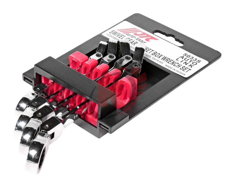 Набор ключей накидных трещоточных с подвижной головкой 8-14мм, 4 предмета (JTC-5033S)