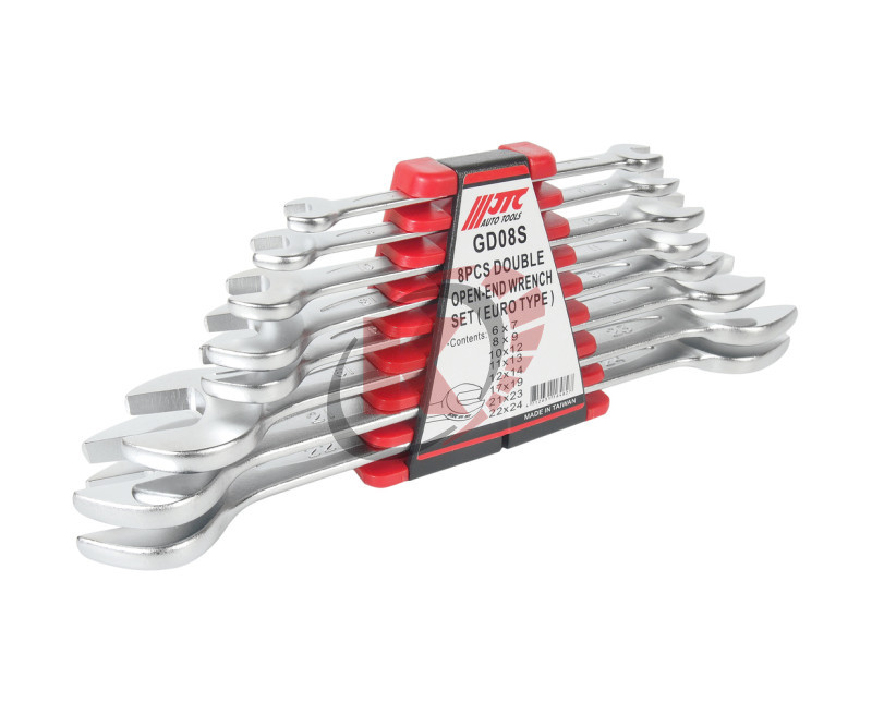 Набор ключей рожковых двухсторонних 6-24мм на держателе 8 предметов (JTC-GD08S)