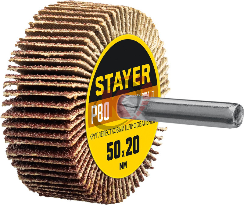 Круг лепестковый 50х20х6 Р80 с оправкой (36607-080) Stayer