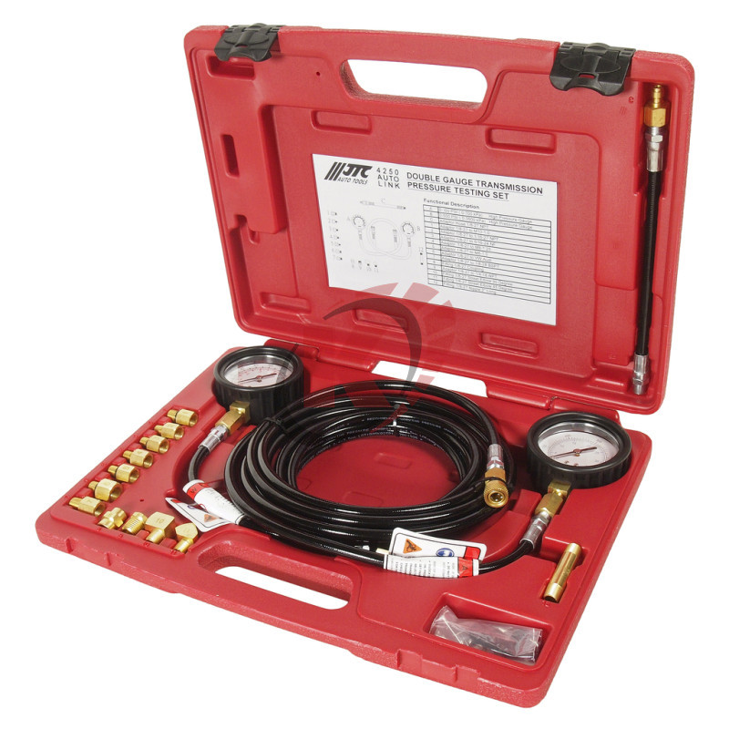 Набор для тестирования давления масла КПП с двумя манометрами в кейсе (JTC-4250)