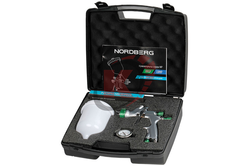 Краскопульт пневм. верх. бачок V=600мл, d=1,4мм 2-3бар в кейсе (NP7514) Nordberg