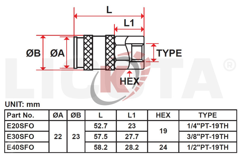 Быстроразъем "мама" внутренняя резьба F3/8" (E30SFO) Licota