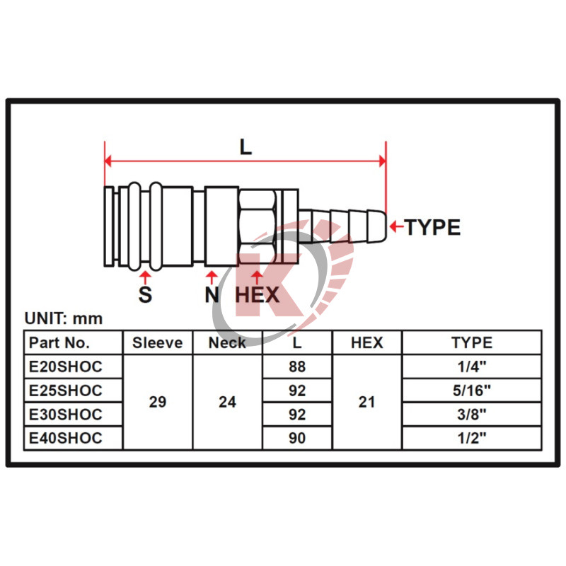 Быстроразъем "мама" на елочку 10 мм композитный (E30SHOC) Licota