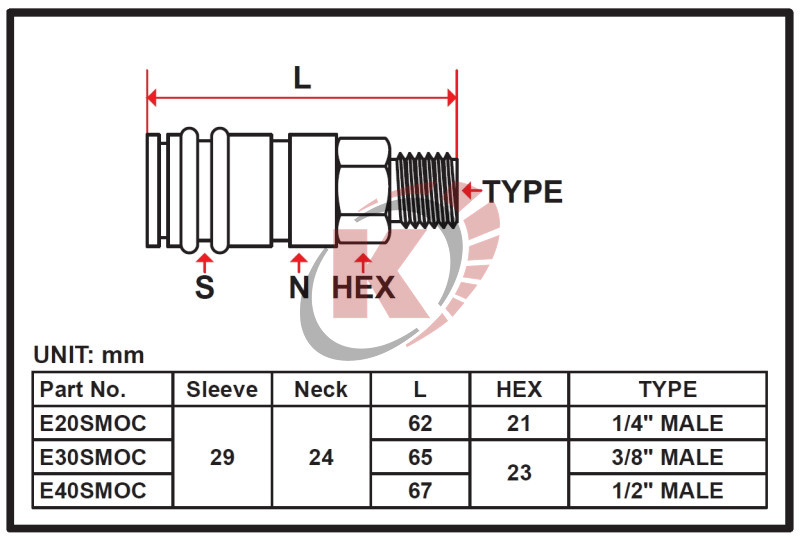 Быстроразъем "мама" наружная резьба M1/4" (E20SMOC) Licota