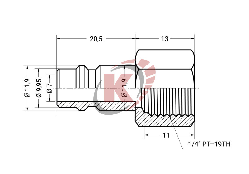 Быстроразъем "папа" внутренняя резьба F1/4" (020PF) Licota
