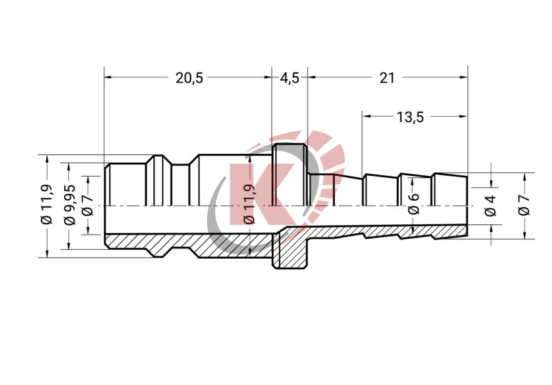 Быстроразъем "папа" на елочку 6 мм (020PH) Licota
